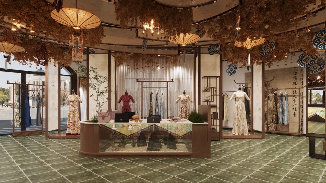 杭州國(guó)潮女裝店裝修設(shè)計(jì)